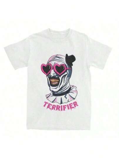 Cool Summer Terrifier Art Clown Heart Glasses T-Shirt Fashion T-Shirt Short Sleeve Round Neck T-Shirt Gift Idea Clothing men's Clothing1