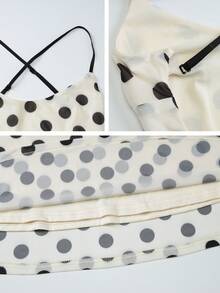 2026 Europe New Women's Vintage Polka Dot Sexy Knee-Length Midi Dress With Sleeveless Backless Camisole Top. Vintage Polka Dot Backless Dress - Must-Have For Summer Beach Vacation! - Beige - View 8