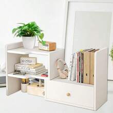 Desktop Shelf Storage Rack Multipurpose Bookshelf Desktop Organizer Home Interior Rack Supplies Extendable Wooden Tabletop Bookshelf Bookcase Office Desk Shelves For Books Cosmetic White
