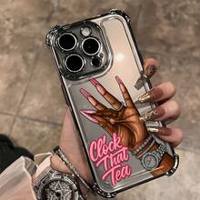 1pc Fashionable Premium Minimalist,Pink Fashion Creative English Clock That Tea Design Phone Case Suitable For  17 16e 16 15 14 13 12 11 Mini Pro Max Air X XR XSMAX 8 7 Plus Anti-Drop Transparent Soft Back Cover, Daily Use Cover, Shockproof Case,  Phone Accessory, Durable Material, Highquality Case, Stylish Case,  Users, Tech Enthusiasts,[Local Warehouse Fast Shipping] Series Waterproof Shockproof Scratch Resistant - 款式1(1pc) - 查看 8