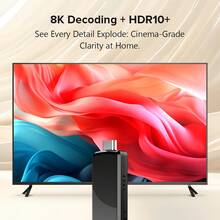1 pièce Bâton TV intelligent avec système d'exploitation Android 14 et processeur AllWinner H313, prend en charge la mise à jour OTA, jusqu'à 64 Go de stockage, lecture vidéo 8K/4K, Wi-Fi 4G/5G, HDR10 et télécommande vocale - Noir - Voir 7