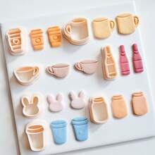 Wine Bottle Coffee Tea Cup Clay Cutters For Earrings Making Clay Cutters For Polymer Clay Jewelry, Jewelry Making Kits - Beige - View 7