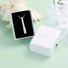 nuevo-2025Yinplsmemory - Collar de urna de barra cilíndrica para cenizas, collar personalizado de cenizas, collar de recuerdo de un ser querido - Plateado - Ver 8