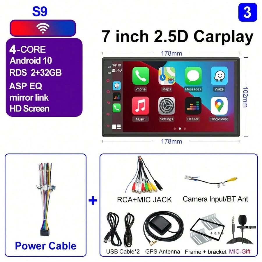 CAIXI 7/9/10 pulgadas 2din Android auto Caplay inalámbrico GPS Radio de coche Multimedia estéreo para Nissan Kia - 7 WIFI(2-32)-0 - Ver 1