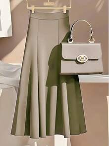 女士时尚优雅休闲纯色半身裙