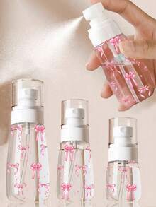 Sticlă de călătorie reîncărcabilă transparentă cu model papion, dozator demachiant, 30ml, 60ml, 100ml, dozator portabil cu pompă, potrivit pentru dizolvant de ojă, toner și dizolvant de machiaj, design cu cupolă, doar spălare manuală, reutilizabilă, sticlă demachiant, portabilă de călătorie, sticlă cu pulverizator, dozator de loțiune, sticlă cu presare