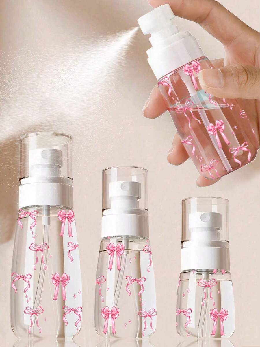 Sticlă de călătorie reîncărcabilă transparentă cu model papion, dozator demachiant, 30ml, 60ml, 100ml, dozator portabil cu pompă, potrivit pentru dizolvant de ojă, toner și dizolvant de machiaj, design cu cupolă, doar spălare manuală, reutilizabilă, sticlă demachiant, portabilă de călătorie, sticlă cu pulverizator, dozator de loțiune, sticlă cu presare