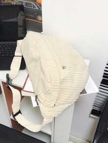 Large Capacity Fashion Striped Waist Bag, Corduroy Material, Multi-Pockendy For Outdoor, Travel, Gym, Business, Multifunctional Portable Storage Pouch