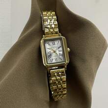 1 pieza Reloj de cuarzo CILOA 2025 nuevo de moda, de lujo, con esfera cuadrada pequeña, con bisel de acero incrustado de diamantes, resistente al agua, adecuado para uso diario y fiestas