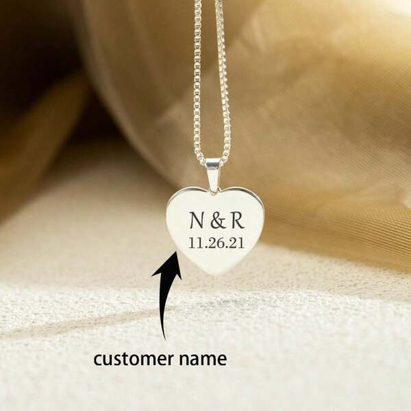 Custom Engraved Heart Necklace, Personalized Initial Name Necklace, Customized Date Necklace For Women, Couple Gift, Christmas Gift For Wife Valentines Gold,Rose Gold Stylish,Fall Fashion,Vintage,Unisex,Simple,Casual,Hipster,Goth,Punk Custom,Personalized,Unique Ideal Gifts For Her Her,Boyfriend,Girlfriend,Dad,Mom,Family,Friends,Pets,Youth,Grandparents For Anniversaries,For Valentine's Day,For Mother's Day,For Birthdays,For Graduation,For Father's Day,For Weddings,For Daily Wear,For Party,For Prom,Black,Silver,Gold,Stylish,Colorful,Vintage,Simple,Unisex,Casual,Cuties,Custom,Personalized,Unique,Ideal Gifts For Him,Ideal Gifts For Her,Her,Boyfriend,Girlfriend,Dad,Mom,Family,Friends,For Anniversaries,For Birthdays,For Graduation,For Prom,For Party,Chic Autum, Chic Winter