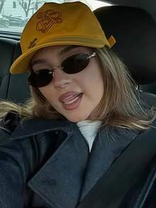 1pc Women's Small Oval Frameless Metal Leg Edgy Small Frame Fashion Glasses, Suitable For Daily Wear For Summer Beach Vacation,Outdoor,Travel,Back To School Accessories - màu đen - Xem 3