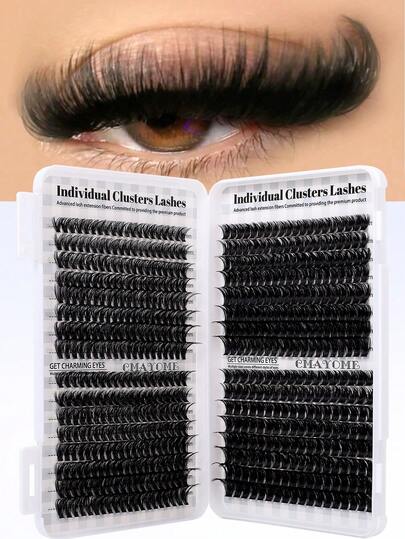 CMAYOME 640/624/60 Cluster False Eyelashes, Personal False Eyelash Book, High Capacity False Eyelashes, 9-16mm Mixed Length Eyelash Set, Beginner DIY Home Eyelash Extension Kit, Eyelash Cluster, Individual False Eyelashes, Suitable For Daily Commute, Dates, Music Festivals, Enlarges The Eyes
