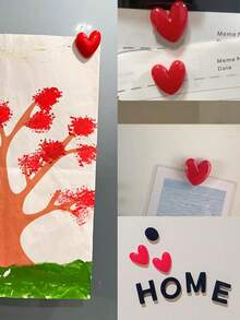 12pcs Modern Heart-Shaped Refrigerator Magnets, Red & White Valentine's Day Stickers, Durable Decorative Magnets, Suitable For Home & Kitchen Organization, Strong Adhesive - Red - View 7