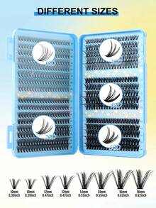 574/630 piezas Pestañas postizas con rizo D, conjunto de alta capacidad para ojos gruesos y esponjosos, de aspecto natural. Maquillaje de belleza, DIY en casa. Gran capacidad, libro de pestañas individuales para principiantes, artistas de maquillaje, pestañas postizas suaves y duraderas. Extensiones de pestañas DIY para ojos de zorro/gato, segmentadas - D - Ver 8