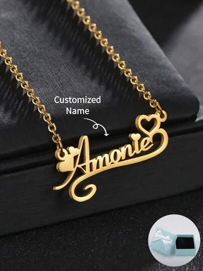 Customized Personalized Heart-Shaped Lace Name Necklace - Perfect For Mother's Day, Valentine's Day, Birthday, Anniversary, Graduation, Christmas, Family And High-End Gift For Friends And Classmates Stylish,Fall Fashion,Contracted,Simple,Casual,Old Money Custom,Personalized,Unique Ideal Gifts For Her Girlfriend,Mom,Family,Friends,Daughter For Anniversaries,For Valentine's Day,For Mother's Day,For Birthdays,For Graduation,For Daily Wear,For Weddings,For Prom,Black,Silver,Gold,Stylish,Colorful,Vintage,Simple,Unisex,Casual,Cuties,Custom,Personalized,Unique,Ideal Gifts For Him,Ideal Gifts For Her,Her,Boyfriend,Girlfriend,Dad,Mom,Family,Friends,For Anniversaries,For Birthdays,For Graduation,For Prom,For Party,New Year Glamour