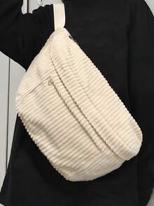 Large Capacity Fashion Striped Waist Bag, Corduroy Material, Multi-Pockendy For Outdoor, Travel, Gym, Business, Multifunctional Portable Storage Pouch