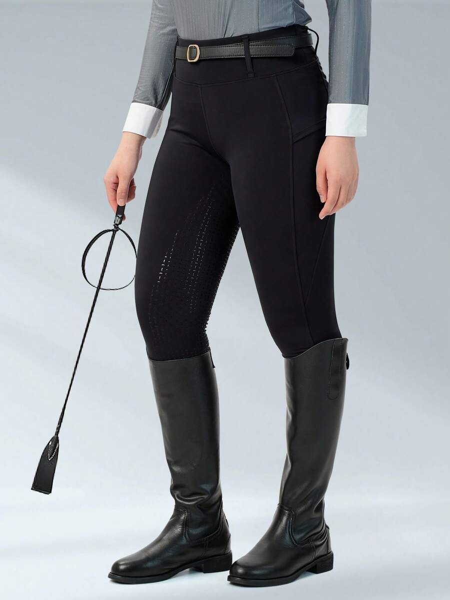 BEROY Women Horse Riding Pants Silicone Full Seat Breeches Equestrian Schooling Horseback Riding Tights Pockets - màu đen - Xem 1