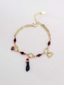 14K Gold Jewelry Wholesale Asabech Evil Eye Hamsa Hand Shaped Lucky Amulet Bracelet, Customizable Brass - Bracelet - View 8