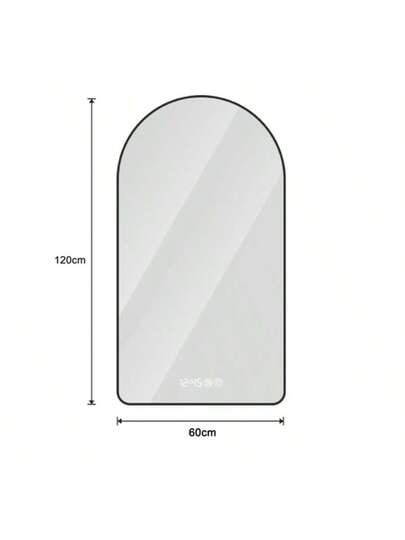 60 120 Cm Arched LED Bathroom Mirror, Time Temperature Display, Backlit, Anti Fog, Dimmable, Three Temperatures Moderne Vanity Ideal Above The Sink, Zwart Frame view 7