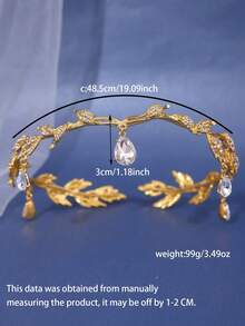 1件金色水滴形水钻皇冠，森系风格，新娘婚礼生日头饰配饰，皇家情人节配饰 - 綠色 - 查看 6