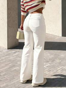 Women's Insert Pocket Loose Casual Basic Straight Jeans - 白色 - 查看 4