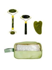 Zestaw 1/3 szt. wałka jadeitowego i gua sha, masażer do twarzy z narzędziem do skrobania gua sha, masażer z kamieni jadeitowych do walki ze starzeniem, wyszczuplania i ujędrniania, odmładzania twarzy i szyi, usuwania zmarszczek i opuchlizny wokół oczu, stal nierdzewna, gua sha, uroda, produkty do pielęgnacji skóry, spa, pielęgnacja ciała, narzędzia do pielęgnacji skóry, pielęgnacja twarzy, akcesoria kosmetyczne, masaż, narzędzie do masażu twarzy, wałek do twarzy