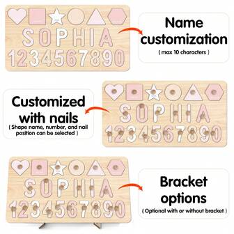 Montessori-Holzpuzzles für Kleinkinder von 1-3 Jahren, personalisiertes Namenspuzzle, neue Ostergeschenke für Kinder, 3D-Alphabet-Puzzle aus Holz