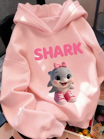 1pc Tween Girl Thermal Lined Thick Warm Hoodie Sweatshirt, Young Student Clothing, Suitable For Kids Autumn/Winter Long Sleeve Top