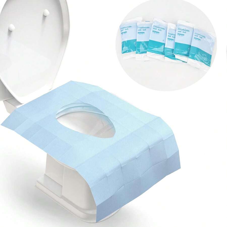 1pc/20pcs-XL Disposable Toilet Seat Covers – Waterproof Toilet Cover Sheets With Adhesive Tabs For Adults, Kids, Travel, Public Restrooms, Airplane, Camping - Multicolor - View 1