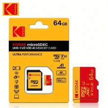 KODAK Durable High-Speed 32GB 64GB128GB 256GB Micro SD Card, Water-Resistant, Class 10 U3, Perfect For 4K HD Capture & Wide Compatibility+Adapter