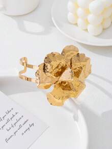 Elegante Tornozelo Vintage 3D Floral Geométrico Dourado, Acessório de Joalheria Feminina para Festa/Presente