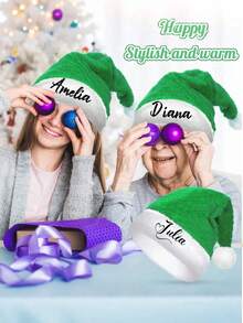 Personalized Santa Holiday Hat Adult, Pink Neutral Style Thickness Velvet Warm And Comfortable New Year's Holiday Party, Red Plush Edge Christmas Hat For Adults, Non-Woven Fabric Hat, Santa Hat Holiday For Adults Unisex Velvet Comfort Extra Thicken Fur Xmas Hat For New Year Festive Party, Xmas Holiday Hat For Adults, Touch Soft And Comfortable Velvet Thickened Santa Hats For Christmas New Year Holiday Party Supplies,Christmas Gift Supplies