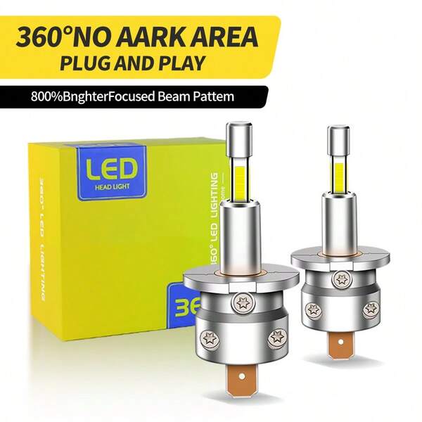 H3 12v LED Bulb, 5,000LM 10*Super Brighter, 1:1 Size Plug-N-Play, 100% Perfect Installation, H3 LED Fog Light Bulb, Pack Of 2