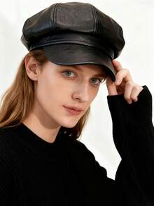 1pc Unisex Solid Color Octagonal Hat, Fashion Beret Cap Suitable For Outdoor Travel, Camping, Holiday Party, Halloween And Christmas Gifts, And Daily Use - Multicolor - View 1