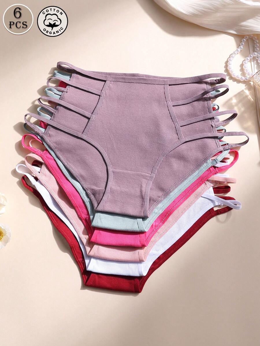 6pcs Women's Cotton Hollow Out Sexy Breathable Comfort Panties