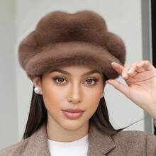 Women's Autumn And Winter Warm Plush Beret, Cloud Hat, Octagonal Hat, Cold And Frost Resistant, Suitable For Daily Commuting, Shopping, And Outdoor Activities. - 米色 - 查看 4