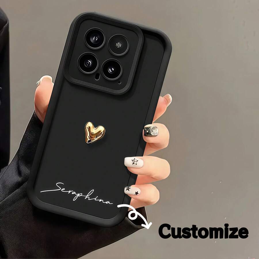 1个定制手机壳，个性化文字设计，全硅胶镜头保护软心形壳，兼容三星/OPPO/苹果16 Pro Max/15/XS Max/14/XS/13 XR 12 Pro 11 及其他手机型号 - 黑色 - 查看 1