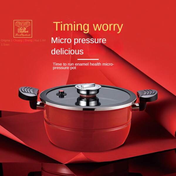 1pc Time-Honored Enameled Pressure Cooker, Non-Stick, Suitable For Pasta, Soup, Pressure Cooking, High-Quality Cast Iron, Corrosion Resistant, Compatible With Gas Stove, Ceramic Cooktop, Electric Stove. Kitchen Appliances, Cookware, Cooking Tools.