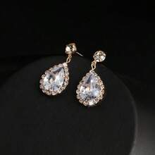 Women's Wedding Necklace And Earrings Set 3 In 1 Jewelry Set - Gold - View 3