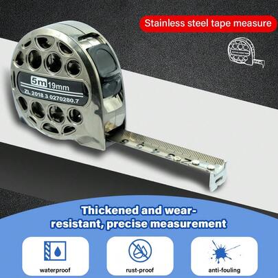 3m X 16mm/5m X 19mm/5m X 25mm Stainless Steel Retractable Tape Measure With Double-Sided Scale, Waterproof Portable Retractable Ruler Suitable For Home, Agriculture, Industry, Woodworking