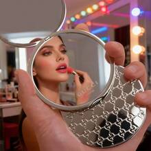 Gucci Specchio da trucco portatile di alta qualità in argento, specchio pieghevole per il trucco, ritocco del trucco, comodo da trasportare, di alta qualità, un regalo per amici o familiari, e un regalo per le festività