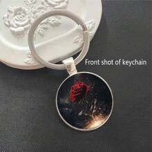 1PC European And American Fashion Shimmering Red 2D Pattern Gem Alloy Pendant Keychain Bag Pendant, Car Keychain, Holiday Party Small - 1 - Xem 3