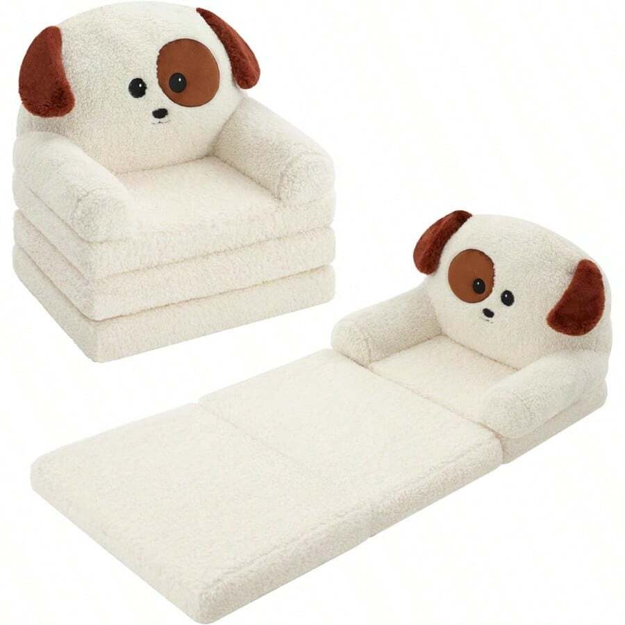 MOONBEEKI Cómoda silla para niños pequeños sofá plegable en la tumbona sofá plegable de felpa para niñas y niños de 18 meses en adelante Charlie Dog - CharlieDog - Ver 1