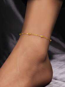 ELSEDES 1pc Fashionable Minimalist S925 Silver Multi-Bead Design Personalized Delicate Anklet, Suitable For Daily And Party Wear