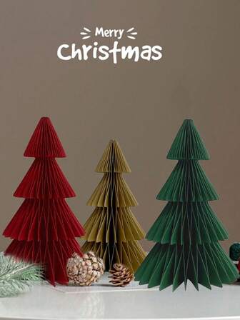 1pc 3D Honeycomb Paper Christmas Tree Desktop Ornaments Paper Flower Ball Center Decoration For Home, Office, Kitchen, Holiday Party Multifunctional Decorations For Wedding, Birthday And Seasonal Events New Year Party Home Decoration Table Center Decoration Christmas Decorations Room Decor Winter Christmas Decorations Home Christmas Gifts Christmas Decor