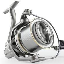 Rooblinos NGK 8000-14000系列纺车轮，4.8:1齿轮比，海水远投型渔线轮，最大拖拽力44磅，CNC金属线杯，适用于淡水和海水垂钓 - 銀色 - 查看 1