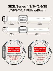 [Christmas Theme Smart Watch Band] 1pc Silicone Material Smart Watch Strap,Compatible With Apple Watch, Covering Case Sizes 38/40/41/42/44/45/ 46/49mm.Also Compatible With Samsung, Huami, Garmin, And Honor Smartwatches That Use Standard 20/22mm Lug Widths.Holiday Gift For Women/Men