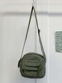 Diese Mini-Cord-Umhängetasche hat einen Reißverschluss und einen verstellbaren Schultergurt. Modisch und vielseitig einsetzbar, ist sie eine ideale Wahl für den täglichen Gebrauch. Diese quadratische Mini-Vintage-Cord-Tasche hat einen Reißverschluss und einen Schultergurt. Das Mehrtaschenlayout passt perfekt zum täglichen Tragen. - Verschiedenfarbig - Übersicht 14