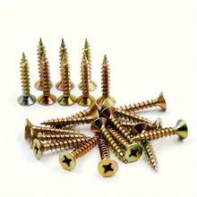 100pcs M5 Flat Head Wood Screws, Zinc Plated Carbon Steel Self-Tapping Screws For Wood, 6 Sizes (M5*25/40/50/60/70/80/90/100), Drive Countersunk Self-Drilling Screws, Yellow Zinc Plated - Gold - View 7