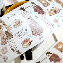 Romantic & Lively Girl Notebook Stickers, Featuring Scenes Of Daily Life, Shopping, Leisure Coffee, And Greenery, With Shiny Details, Disposable, Asymmetric Shapes, Glossy Finish - Multicolor - View 3